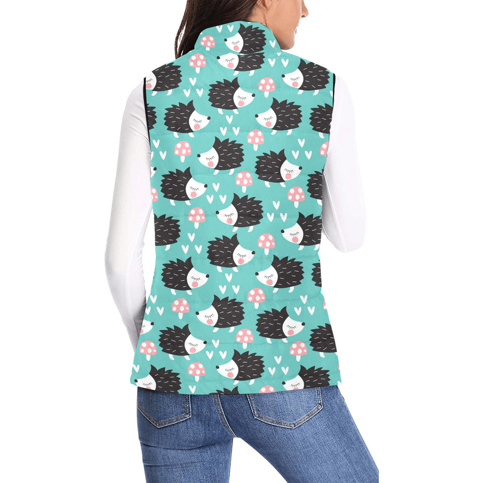 Hedgehog Pattern Print Design 03 Women's Padded Vest