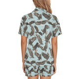 Eagle Pattern Print Design 01 Women's V-Neck Short Pajama Set