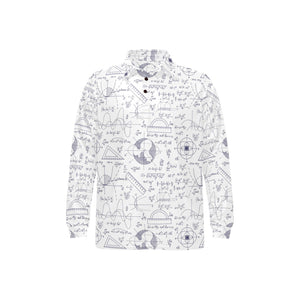 Math Pattern Print Design 03 Men's Long Sleeve Polo Shirt