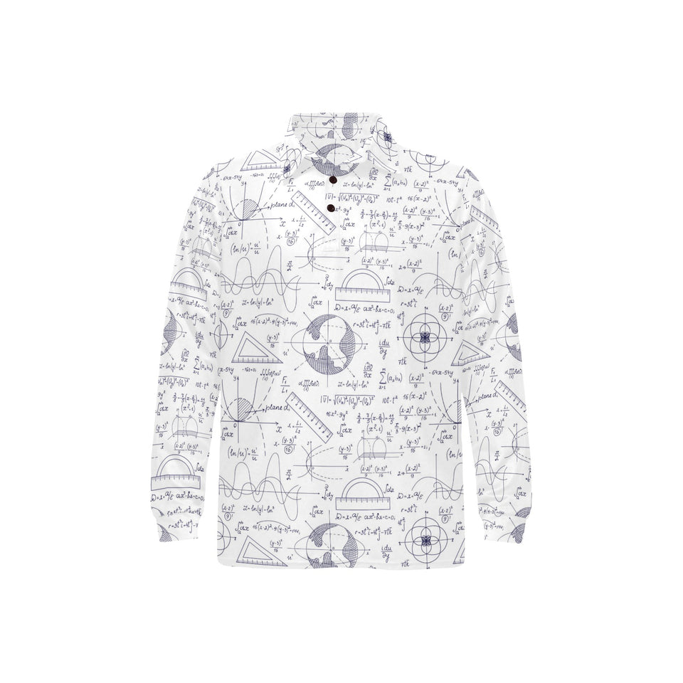 Math Pattern Print Design 03 Men's Long Sleeve Polo Shirt