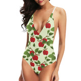 Red apples leaves pattern Women's One-Piece Swimsuit