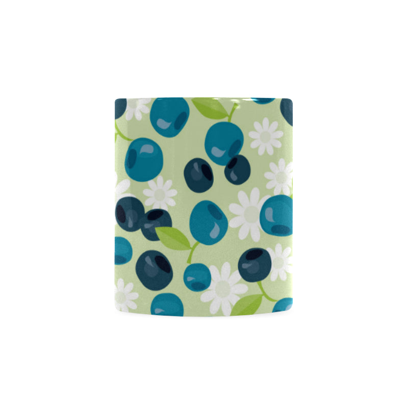 blueberry flower pattern Classical White Mug (Fulfilled In US)