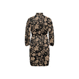 Rose Pattern Print Design 04 Men's Long Sleeve Belted Night Robe
