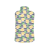 Pineapples pattern striped background Women's Padded Vest