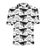 Black whale pattern Men's All Over Print Polo Shirt