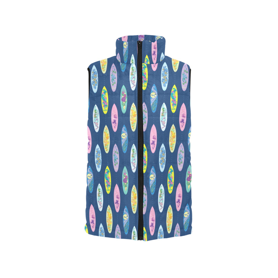 Surfboard Pattern Print Design 03 Women's Padded Vest