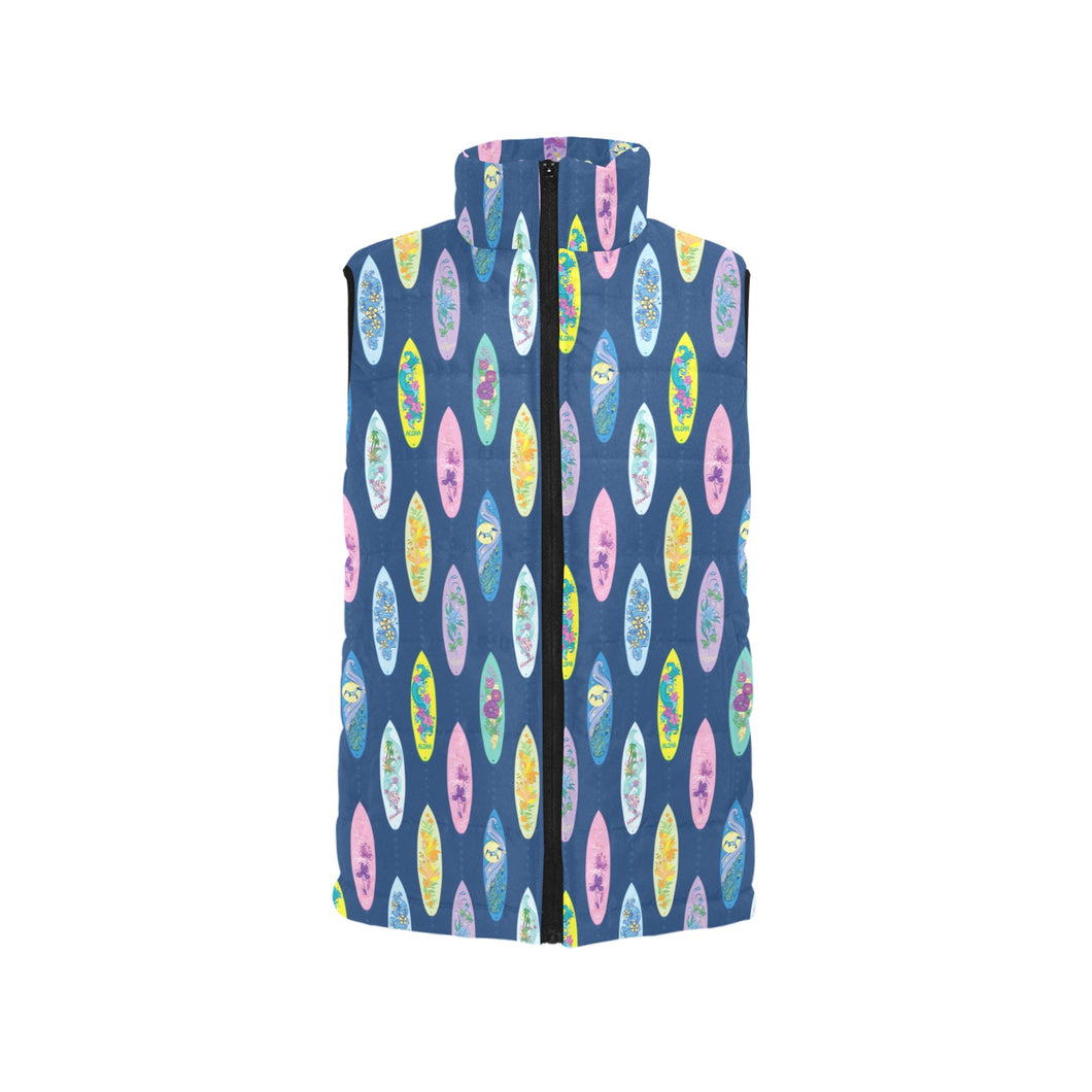 Surfboard Pattern Print Design 03 Women's Padded Vest