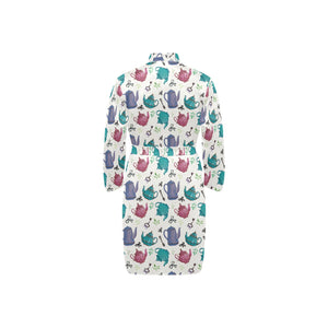 Tea pots Pattern Print Design 05 Men's Long Sleeve Belted Night Robe