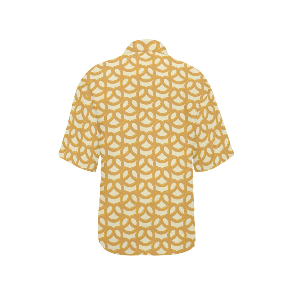 Pretzels Pattern Print Design 01 Women's All Over Print Hawaiian Shirt