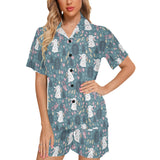 Cute rabbit pattern Women's V-Neck Short Pajama Set