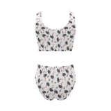 Ostrich Pattern Print Design 02 Chest Bowknot High Waisted Bikini Swimsuit