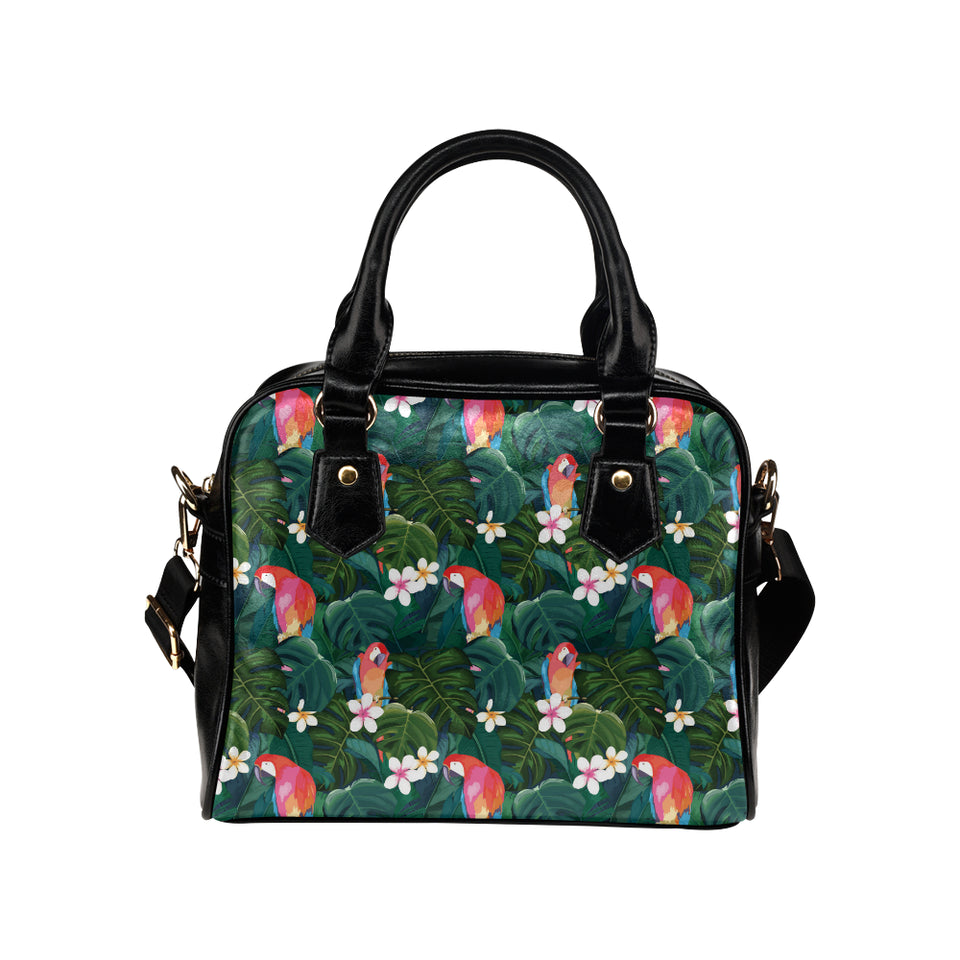 Parrot Palm tree leaves flower hibiscus pattern Shoulder Handbag