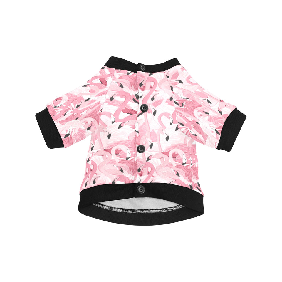 Pink flamingos pattern background All Over Print Pet Dog Round Neck Fuzzy Shirt