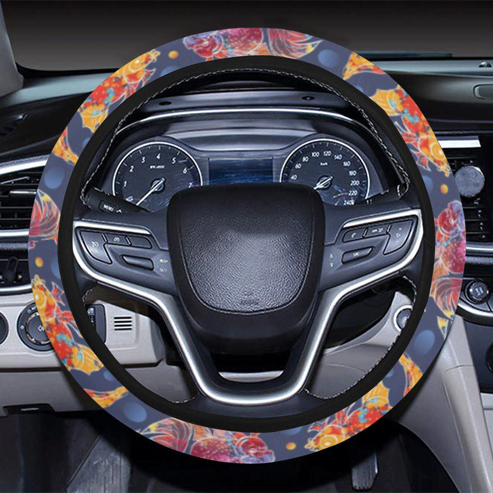 Goldfish Pattern Print Design 05 Car Steering Wheel Cover