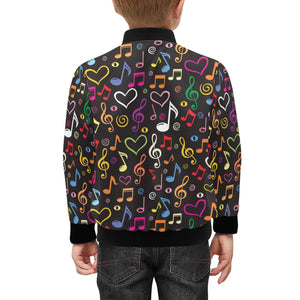 Music Notes Pattern Print Design 02 Kids' Boys' Girls' Bomber Jacket