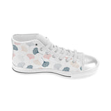 Black Gray Cream coral ginkgo leaves pattern Women's High Top Canvas Shoes White