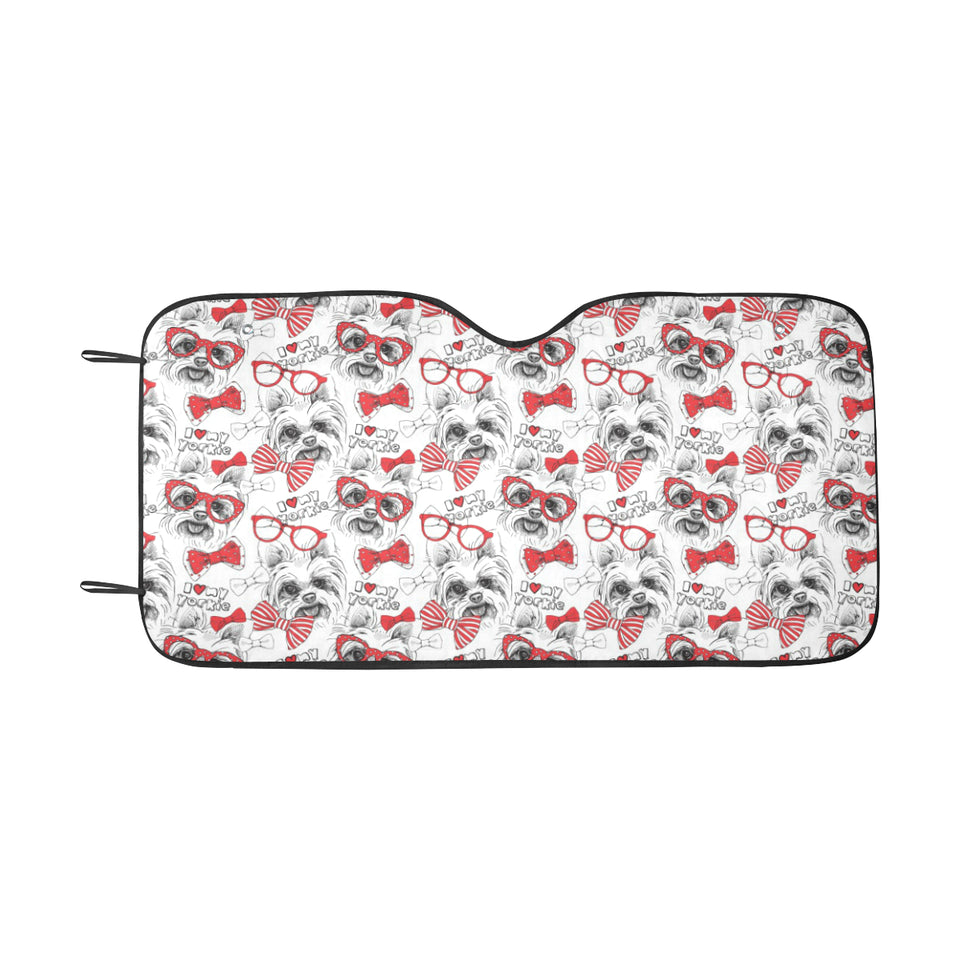 Yorkshire Terrier Pattern Print Design 04 Car Sun Shade
