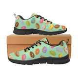 Colorful donut pattern green background Men's Sneaker Shoes