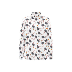 Ostrich Pattern Print Design 02 Women's Long Sleeve Polo Shirt