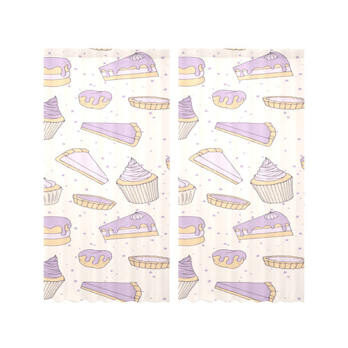 Cakes pies tarts muffins and eclairs purple bluebe Gauze Curtain