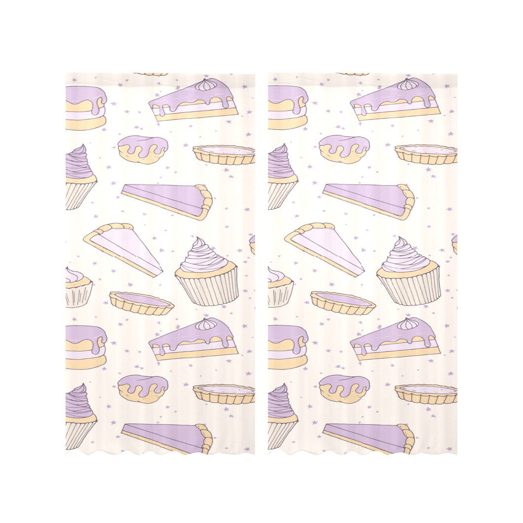 Cakes pies tarts muffins and eclairs purple bluebe Gauze Curtain