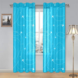 Airplane destinations blue background Gauze Curtain