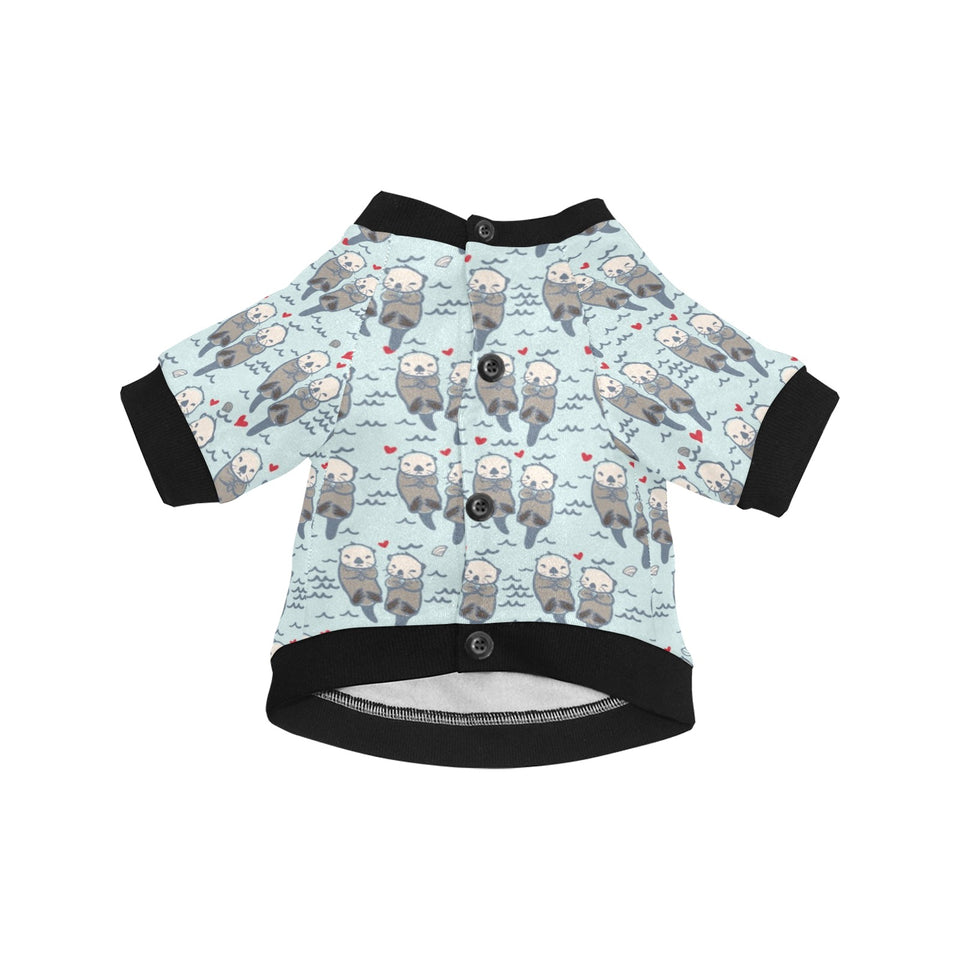 Lovely Sea Otter Pattern All Over Print Pet Dog Round Neck Fuzzy Shirt