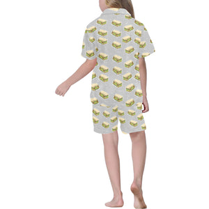 Sandwich Pattern Print Design 05 Kids' Boys' Girls' V-Neck Short Pajama Set