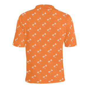 Engine Piston Orange Background Pattern Design 05 Men's All Over Print Polo Shirt