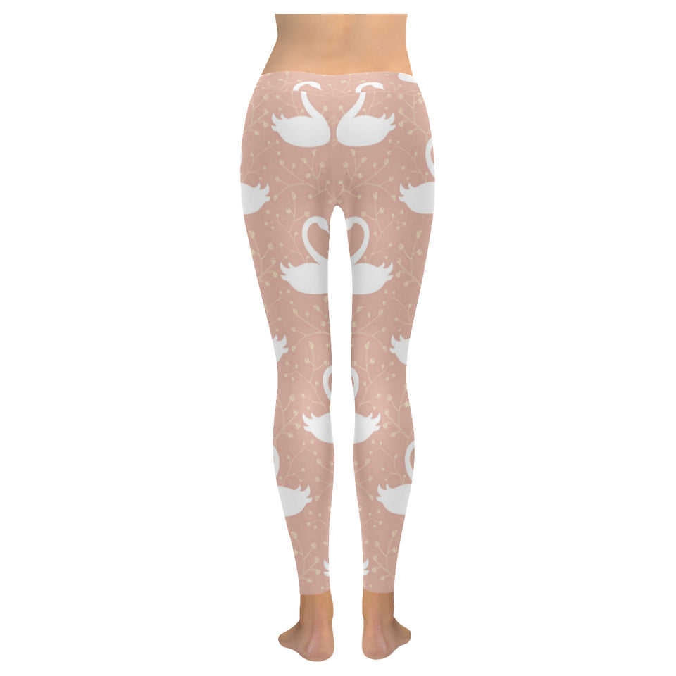 Swan flower light pink background Women's Legging Fulfilled In US