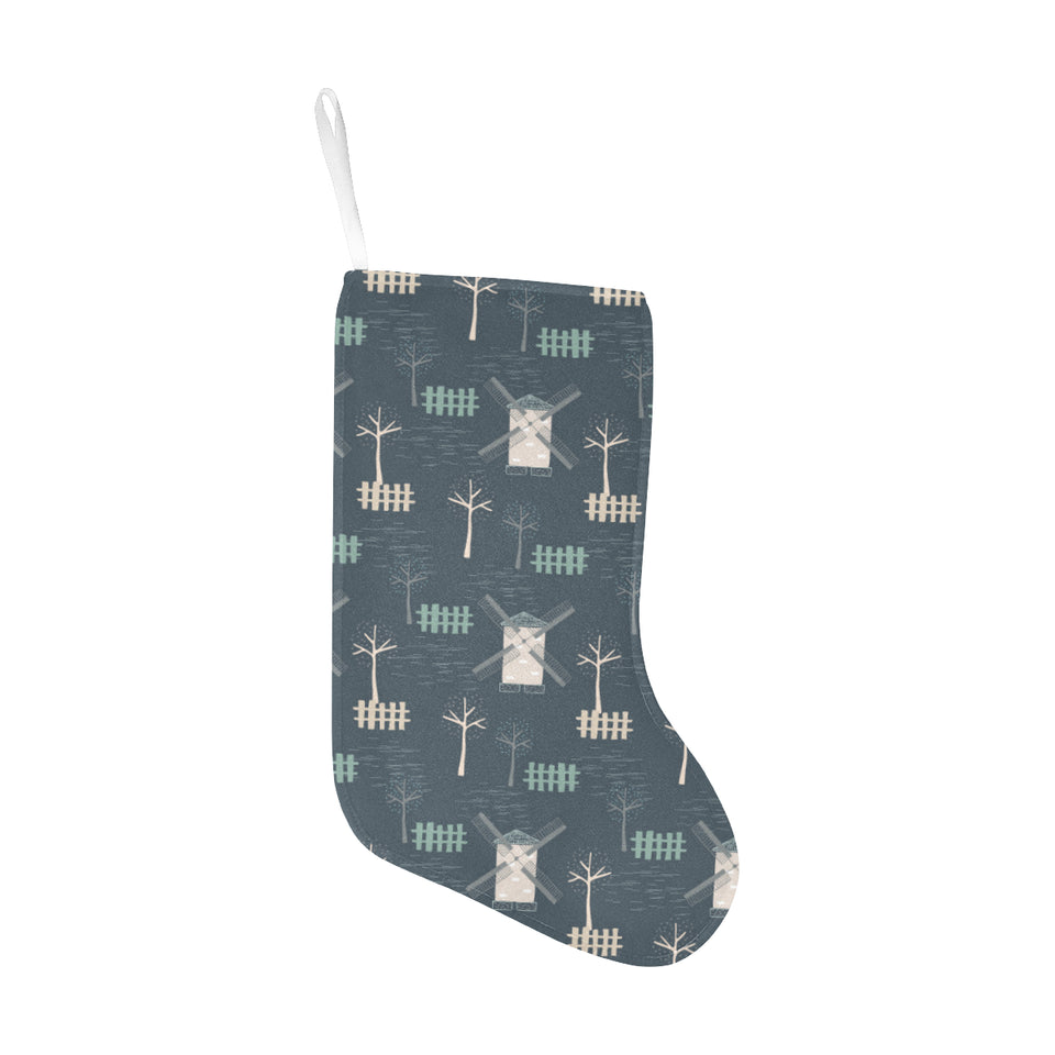 windmill tree pattern Christmas Stocking