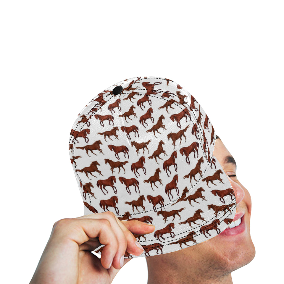 Horses running pattern background All Over Print Snapback Cap