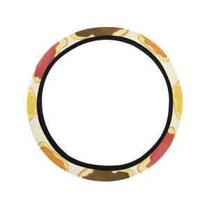 Bread Toast Pattern Print Design 02 Car Steering Wheel Cover