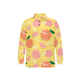 Grapefruit yellow background Men's Long Sleeve Polo Shirt