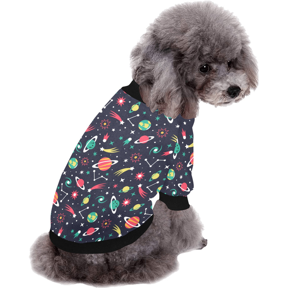 colorful space pattern planet star All Over Print Pet Dog Round Neck Fuzzy Shirt