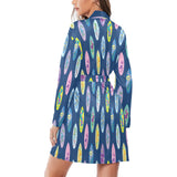 Surfboard Pattern Print Design 03 Women's Long Sleeve Belted Night Robe