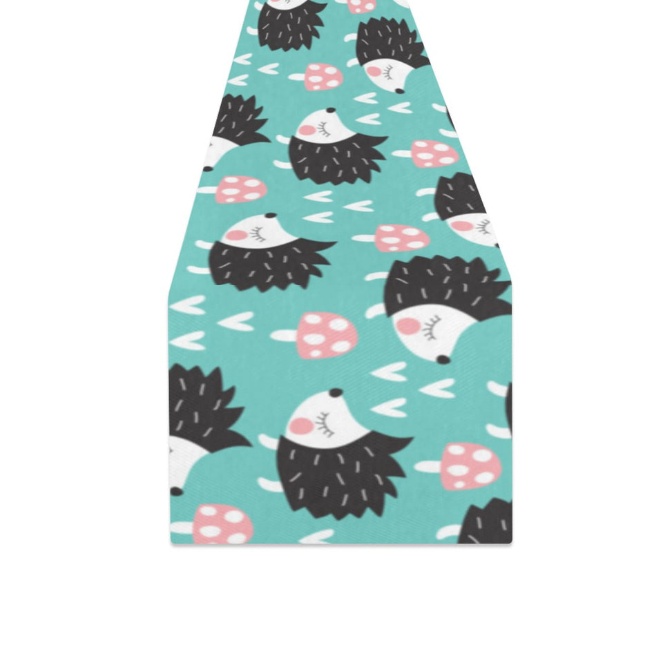 Hedgehog Pattern Print Design 03 Table Runner