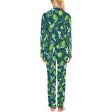 Lime ice flower pattern Women's Long Pajama Set