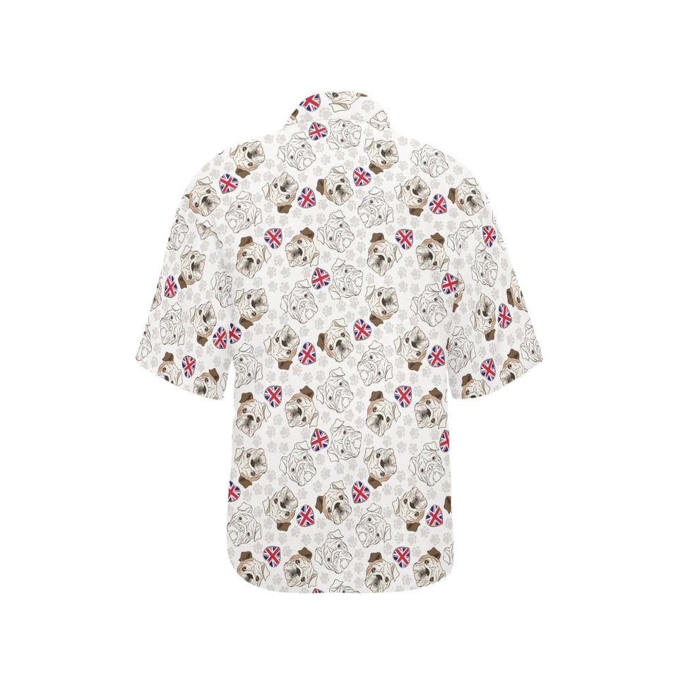 English Bulldog Pattern Print Design 01 Women's All Over Print Hawaiian Shirt