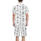 Mustache Beard Pattern Print Design 04 Men's V-Neck Short Pajama Set