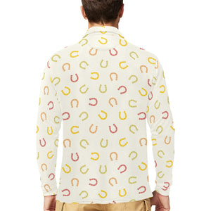 Horseshoes Pattern Print Design 02 Men's Long Sleeve Polo Shirt