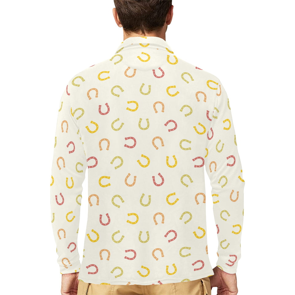 Horseshoes Pattern Print Design 02 Men's Long Sleeve Polo Shirt