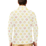 Horseshoes Pattern Print Design 02 Men's Long Sleeve Polo Shirt