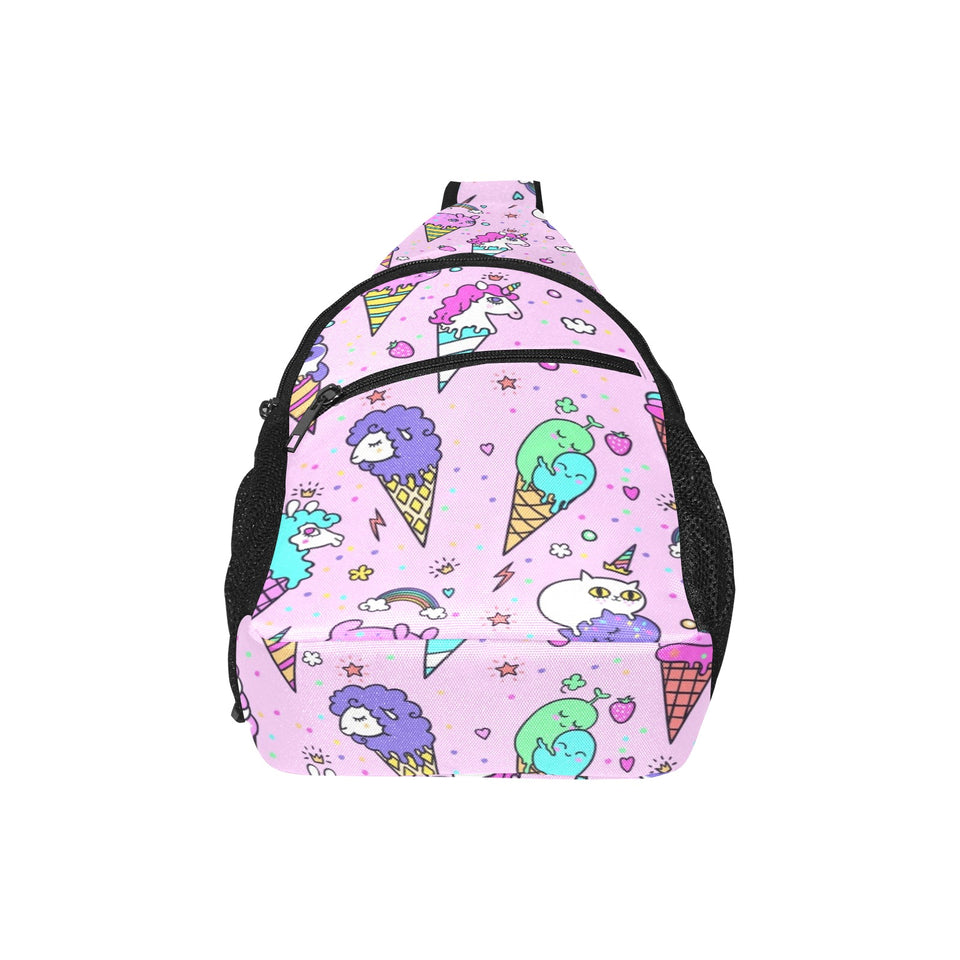 Cute ice cream cone animal pattern All Over Print Chest Bag