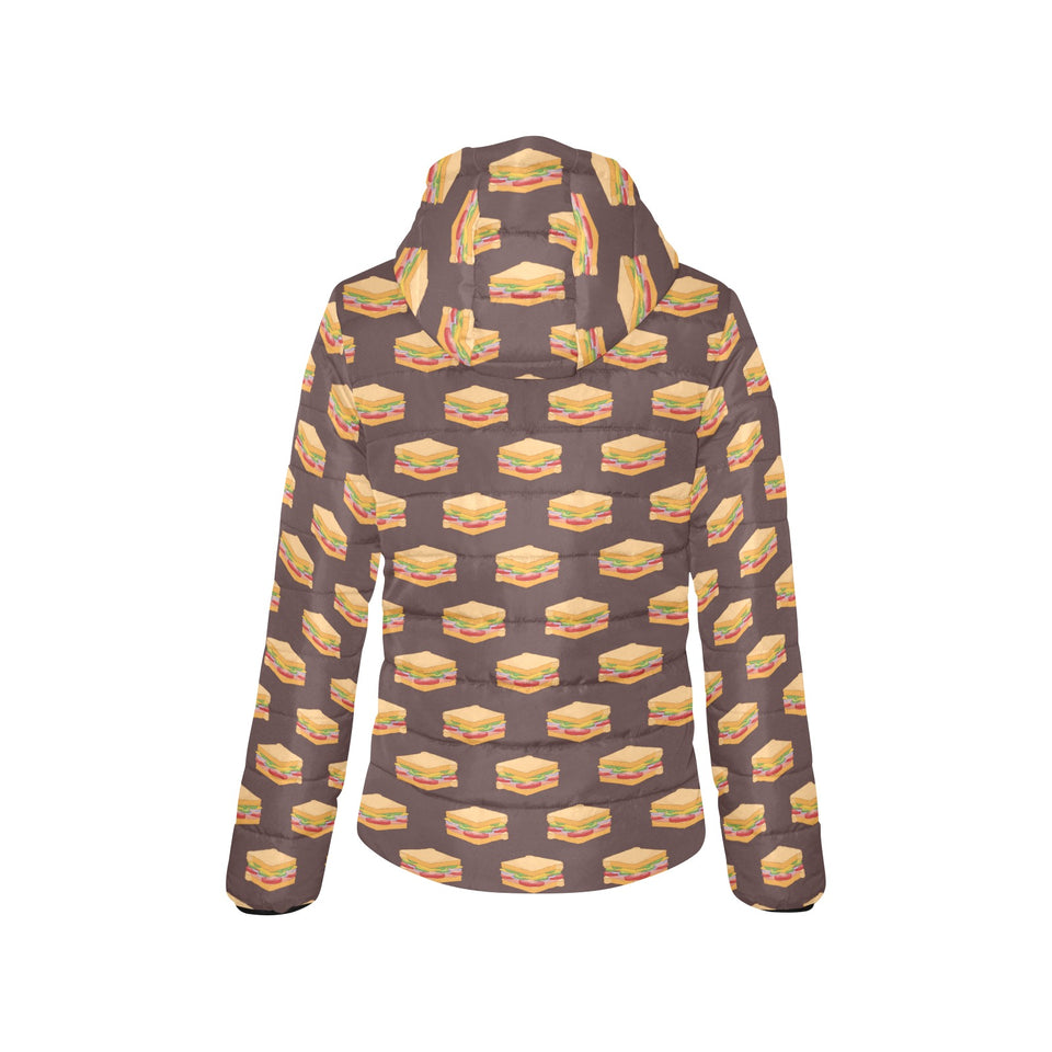 Sandwich Pattern Print Design 04 Women's Padded Hooded Jacket