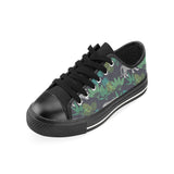white bengal tigers tropical plant Men's Low Top Canvas Shoes Black