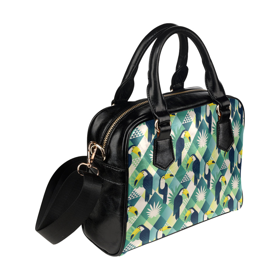 Toucan tropical leaves design pattern Shoulder Handbag