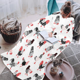 Cool rooster chicken cock floral ornament backgrou Blanket Robe with Sleeves