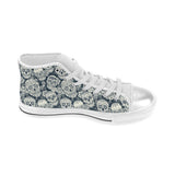 Sugar skull black white pattern Women's High Top Canvas Shoes White