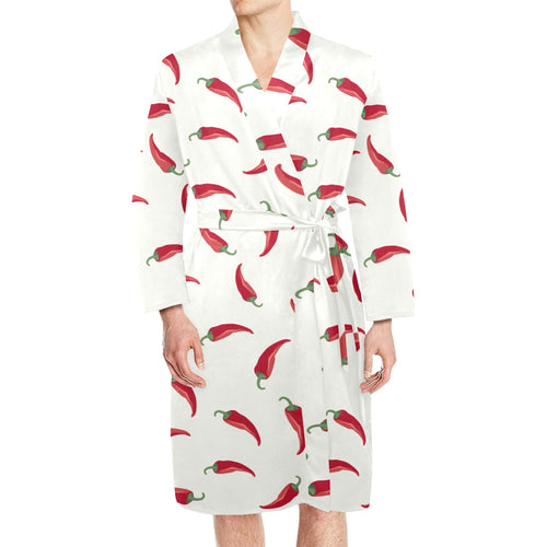 Chili peppers pattern Men's Long Sleeve Belted Night Robe